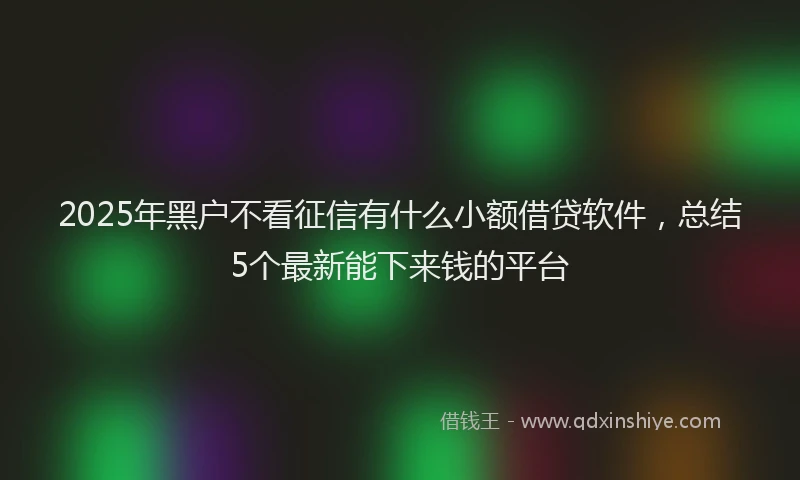 2025年黑户不看征信有什么小额借贷软件，总结5个最新能下来钱的平台