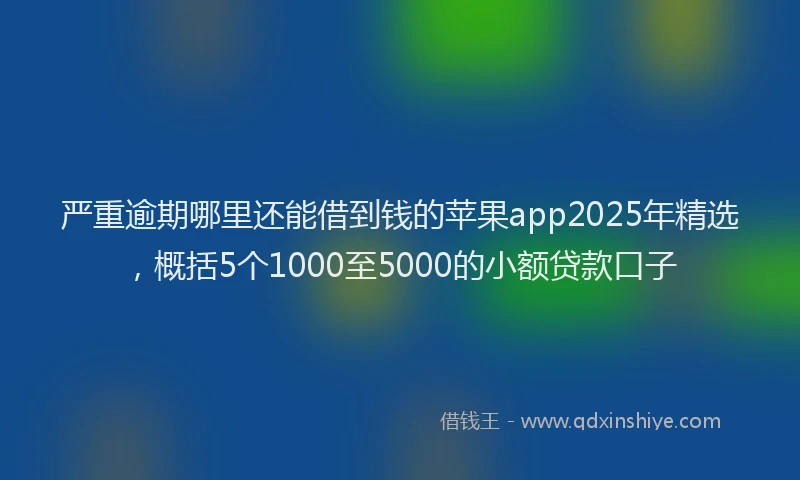 严重逾期哪里还能借到钱的苹果app2025年精选，概括5个1000至5000的小额贷款口子