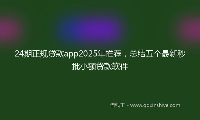 24期正规贷款app2025年推荐，总结五个最新秒批小额贷款软件