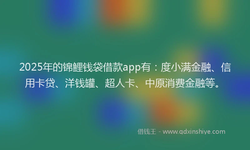 2025年的锦鲤钱袋借款app有：度小满金融、信用卡贷、洋钱罐、超人卡、中原消费金融等。