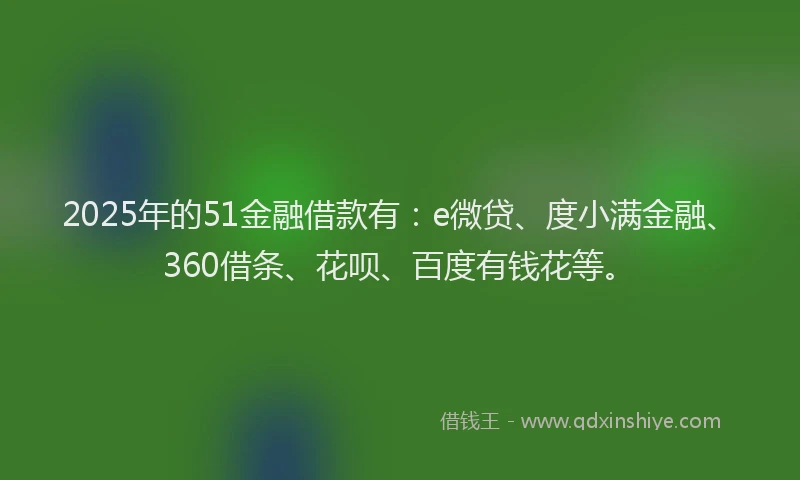 2025年的51金融借款有：e微贷、度小满金融、360借条、花呗、百度有钱花等。