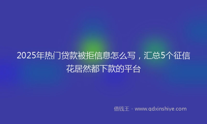 2025年热门贷款被拒信息怎么写，汇总5个征信花居然都下款的平台