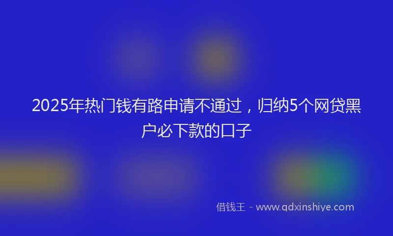 2025年热门钱有路申请不通过，归纳5个网贷黑户必下款的口子