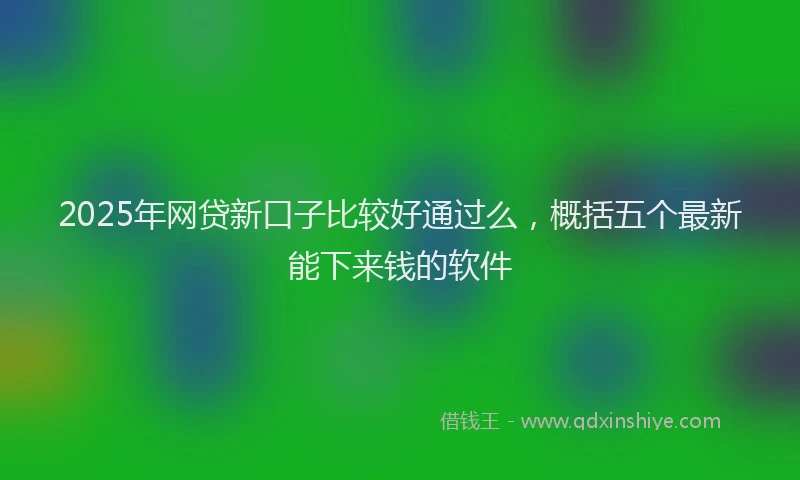 2025年网贷新口子比较好通过么，概括五个最新能下来钱的软件