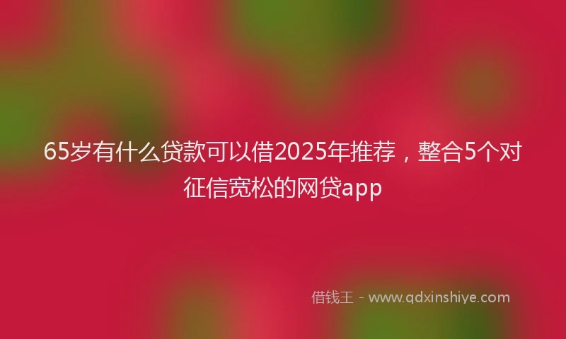 65岁有什么贷款可以借2025年推荐，整合5个对征信宽松的网贷app