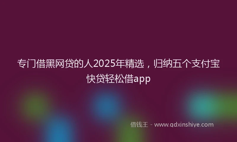 专门借黑网贷的人2025年精选，归纳五个支付宝快贷轻松借app