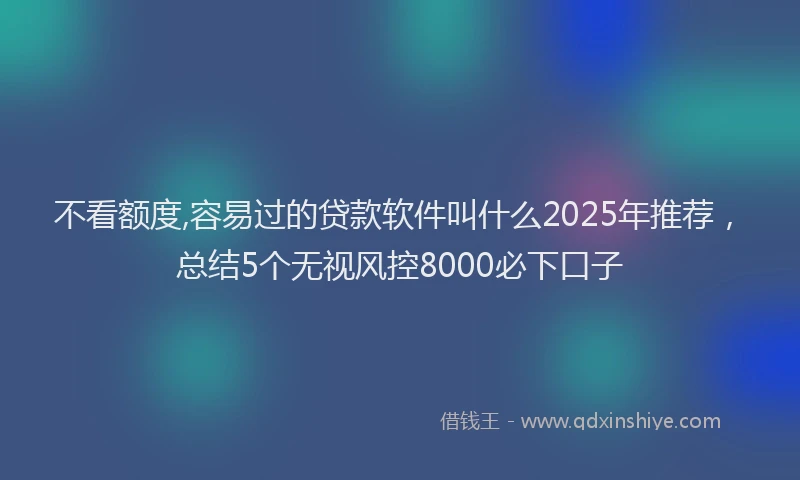 不看额度,容易过的贷款软件叫什么2025年推荐，总结5个无视风控8000必下口子