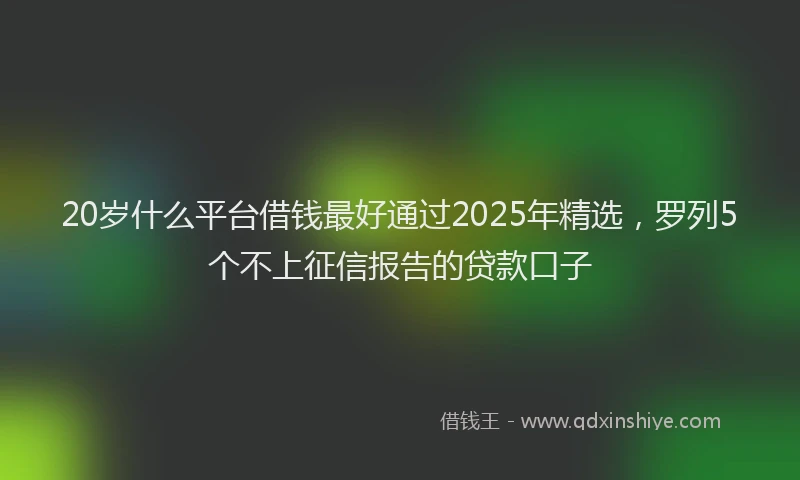 20岁什么平台借钱最好通过2025年精选，罗列5个不上征信报告的贷款口子