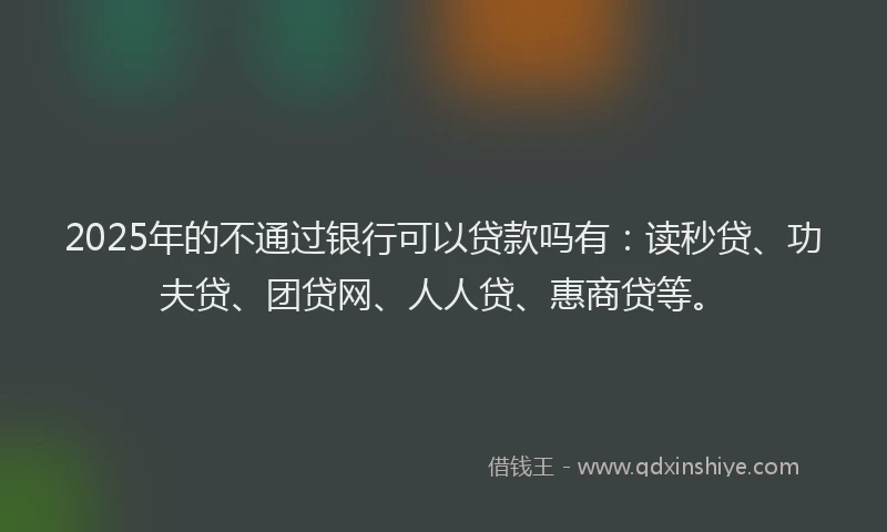 2025年的不通过银行可以贷款吗有：读秒贷、功夫贷、团贷网、人人贷、惠商贷等。