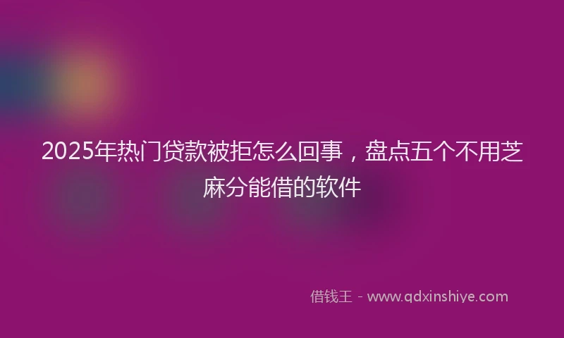 2025年热门贷款被拒怎么回事，盘点五个不用芝麻分能借的软件