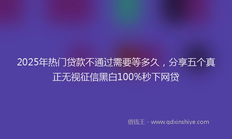 2025年热门贷款不通过需要等多久，分享五个真正无视征信黑白100%秒下网贷