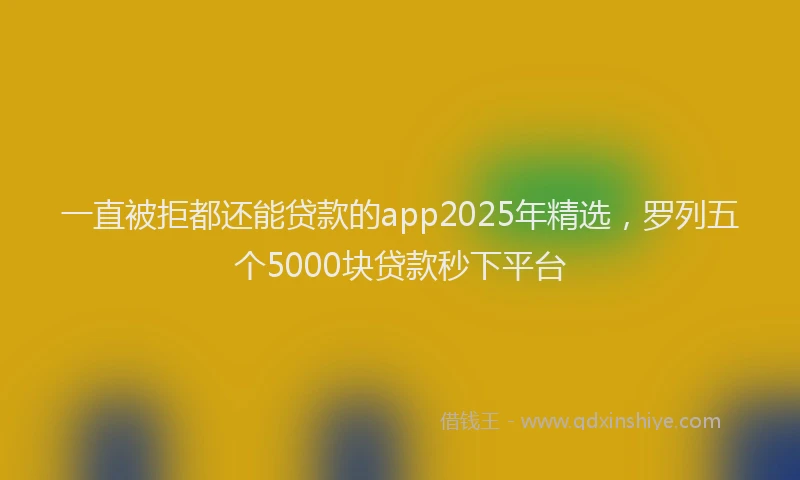 一直被拒都还能贷款的app2025年精选，罗列五个5000块贷款秒下平台