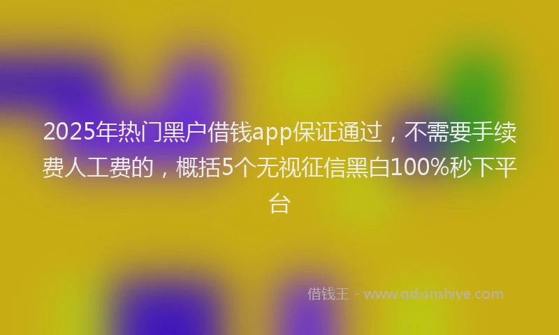 2025年热门黑户借钱app保证通过，不需要手续费人工费的，概括5个无视征信黑白100%秒下平台