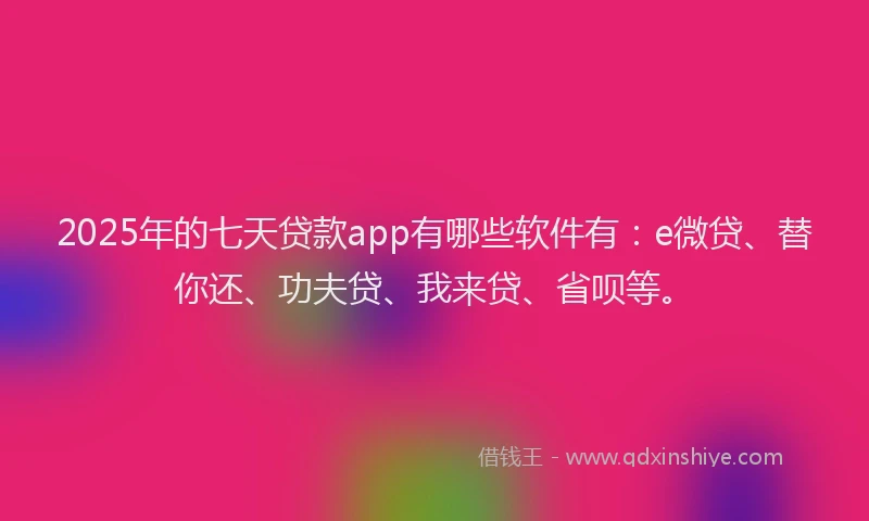 2025年的七天贷款app有哪些软件有：e微贷、替你还、功夫贷、我来贷、省呗等。