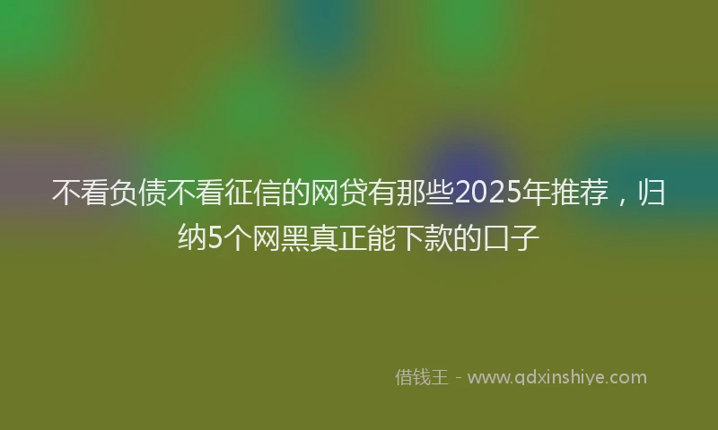 不看负债不看征信的网贷有那些2025年推荐，归纳5个网黑真正能下款的口子