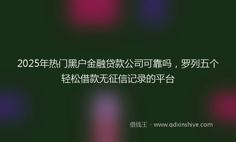 2025年热门黑户金融贷款公司可靠吗，罗列五个轻松借款无征信记录的平台