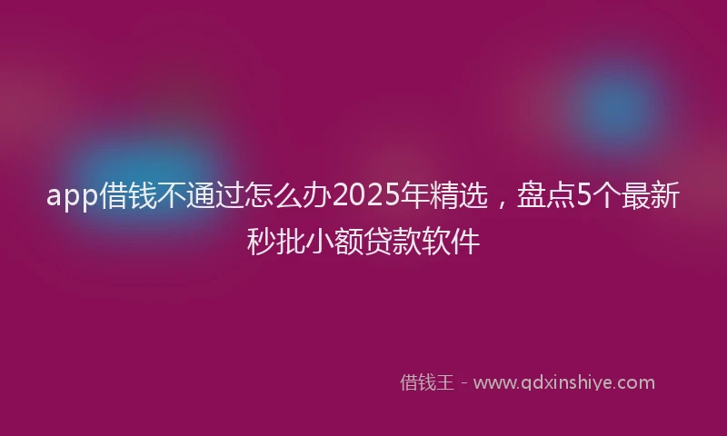 app借钱不通过怎么办2025年精选，盘点5个最新秒批小额贷款软件