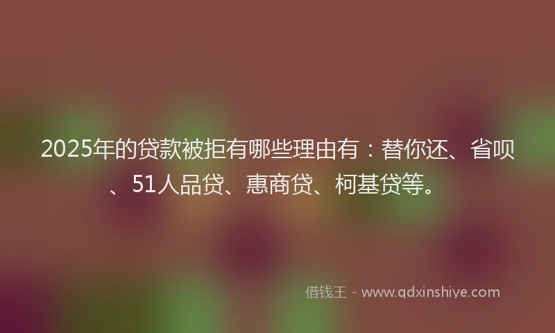 2025年的贷款被拒有哪些理由有：替你还、省呗、51人品贷、惠商贷、柯基贷等。