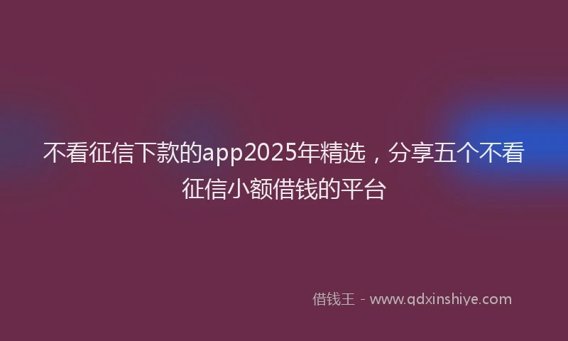 不看征信下款的app2025年精选，分享五个不看征信小额借钱的平台