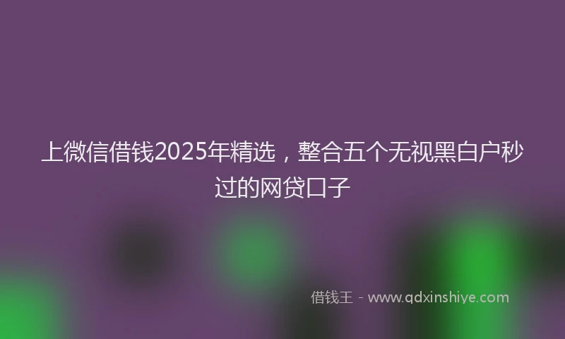 上微信借钱2025年精选，整合五个无视黑白户秒过的网贷口子