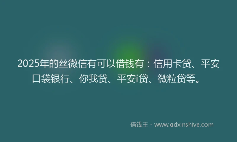 2025年的丝微信有可以借钱有：信用卡贷、平安口袋银行、你我贷、平安i贷、微粒贷等。