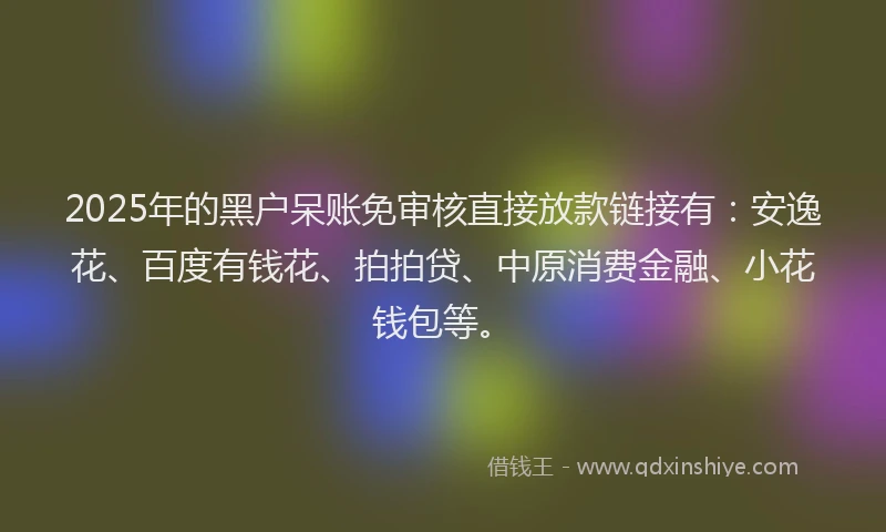 2025年的黑户呆账免审核直接放款链接有：安逸花、百度有钱花、拍拍贷、中原消费金融、小花钱包等。