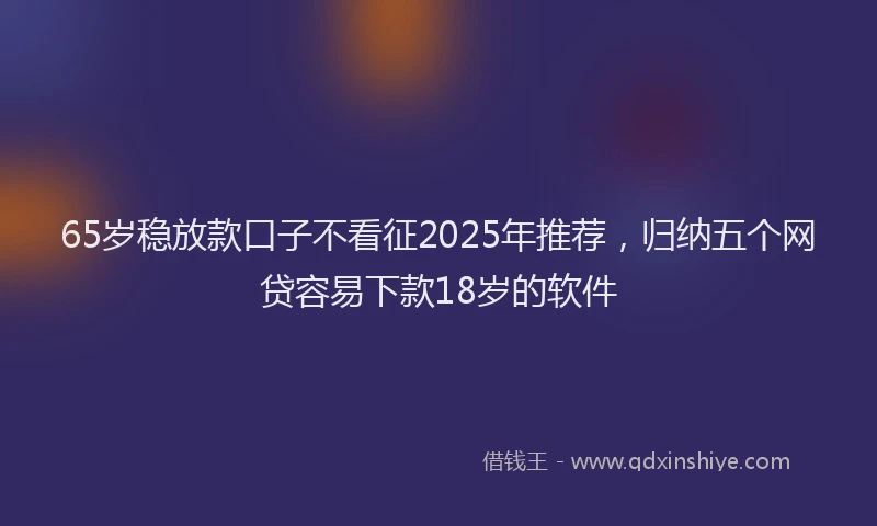 65岁稳放款口子不看征2025年推荐，归纳五个网贷容易下款18岁的软件