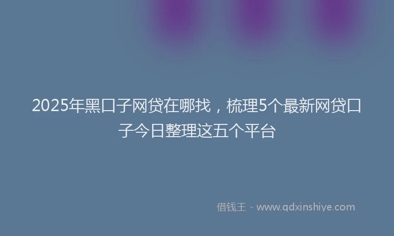2025年黑口子网贷在哪找，梳理5个最新网贷口子今日整理这五个平台