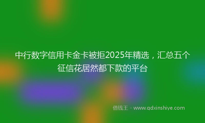中行数字信用卡金卡被拒2025年精选，汇总五个征信花居然都下款的平台