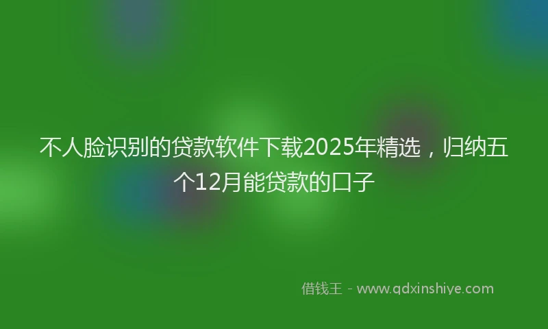不人脸识别的贷款软件下载2025年精选，归纳五个12月能贷款的口子