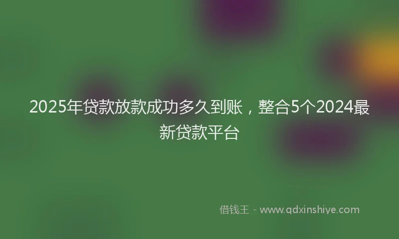 2025年贷款放款成功多久到账，整合5个2024最新贷款平台