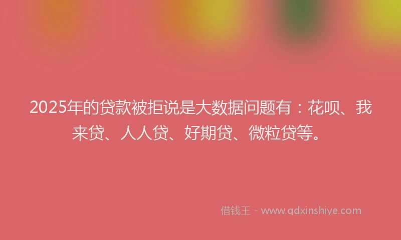 2025年的贷款被拒说是大数据问题有：花呗、我来贷、人人贷、好期贷、微粒贷等。