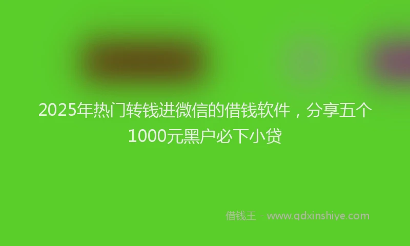 2025年热门转钱进微信的借钱软件，分享五个1000元黑户必下小贷