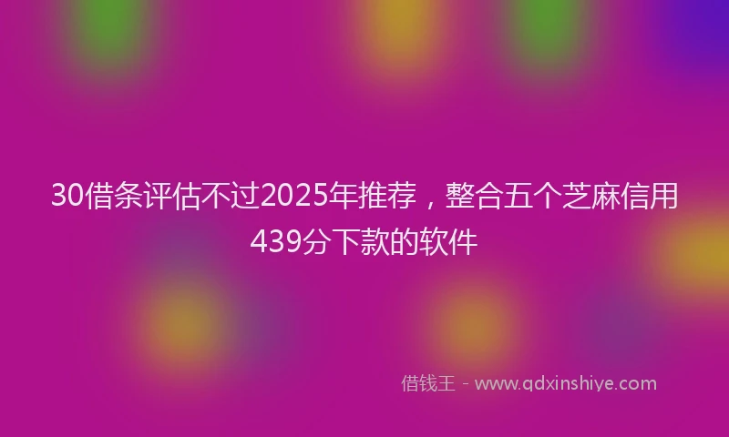 30借条评估不过2025年推荐，整合五个芝麻信用439分下款的软件
