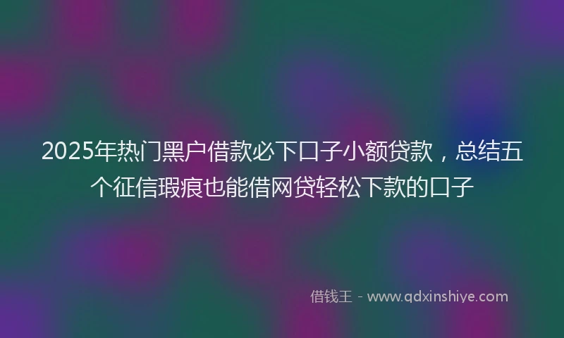 2025年热门黑户借款必下口子小额贷款，总结五个征信瑕疵也能借网贷轻松下款的口子