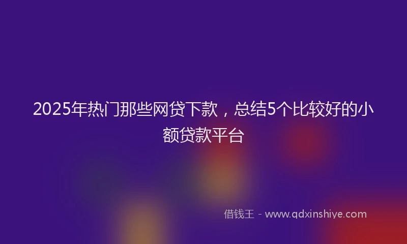 2025年热门那些网贷下款，总结5个比较好的小额贷款平台