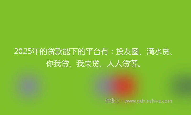 2025年的贷款能下的平台有：投友圈、滴水贷、你我贷、我来贷、人人贷等。