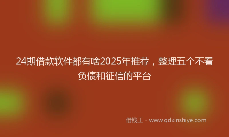 24期借款软件都有啥2025年推荐，整理五个不看负债和征信的平台