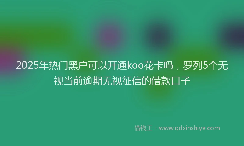 2025年热门黑户可以开通koo花卡吗，罗列5个无视当前逾期无视征信的借款口子