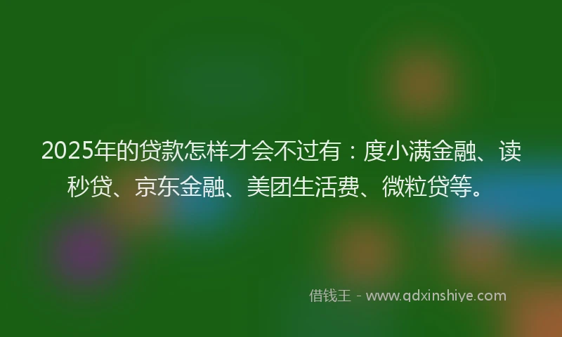 2025年的贷款怎样才会不过有：度小满金融、读秒贷、京东金融、美团生活费、微粒贷等。
