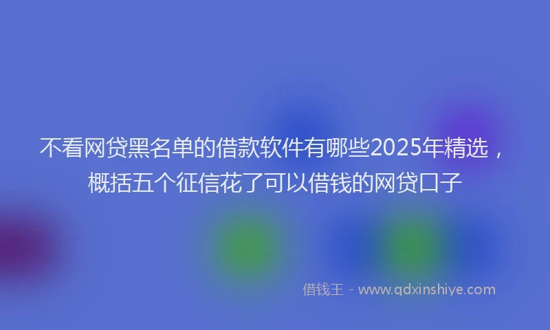 不看网贷黑名单的借款软件有哪些2025年精选，概括五个征信花了可以借钱的网贷口子