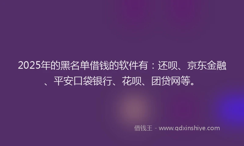 2025年的黑名单借钱的软件有：还呗、京东金融、平安口袋银行、花呗、团贷网等。