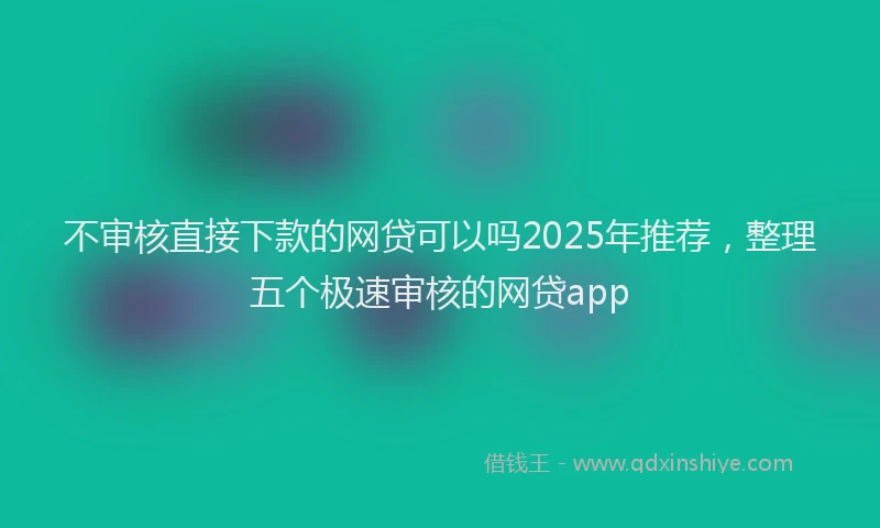 不审核直接下款的网贷可以吗2025年推荐，整理五个极速审核的网贷app