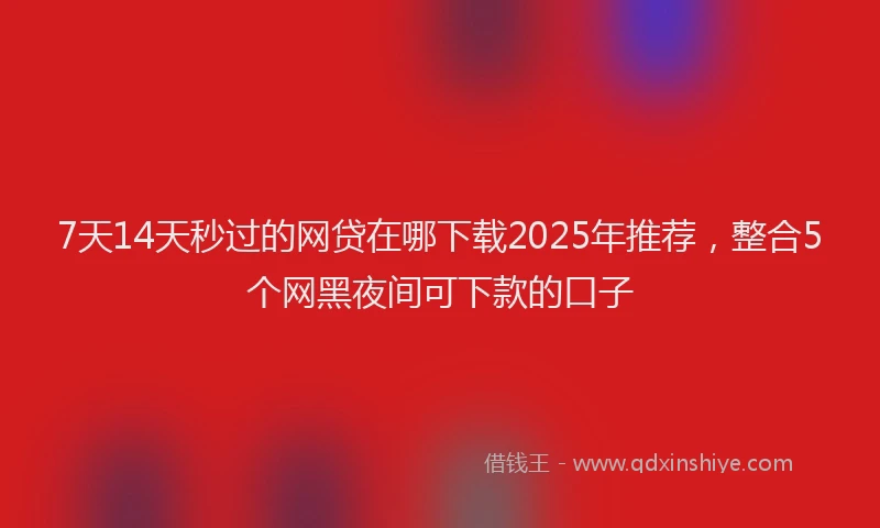 7天14天秒过的网贷在哪下载2025年推荐，整合5个网黑夜间可下款的口子