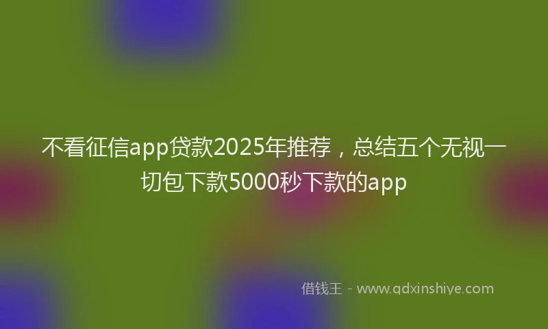 不看征信app贷款2025年推荐，总结五个无视一切包下款5000秒下款的app