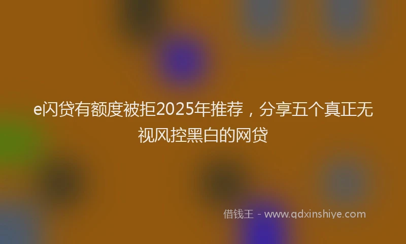 e闪贷有额度被拒2025年推荐，分享五个真正无视风控黑白的网贷