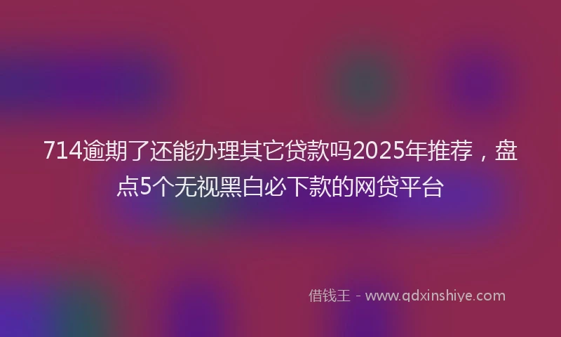 714逾期了还能办理其它贷款吗2025年推荐，盘点5个无视黑白必下款的网贷平台
