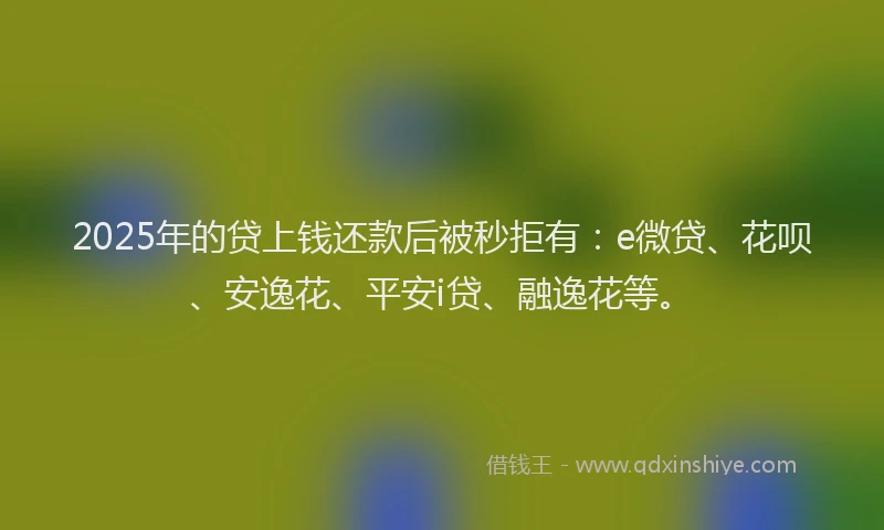 2025年的贷上钱还款后被秒拒有：e微贷、花呗、安逸花、平安i贷、融逸花等。