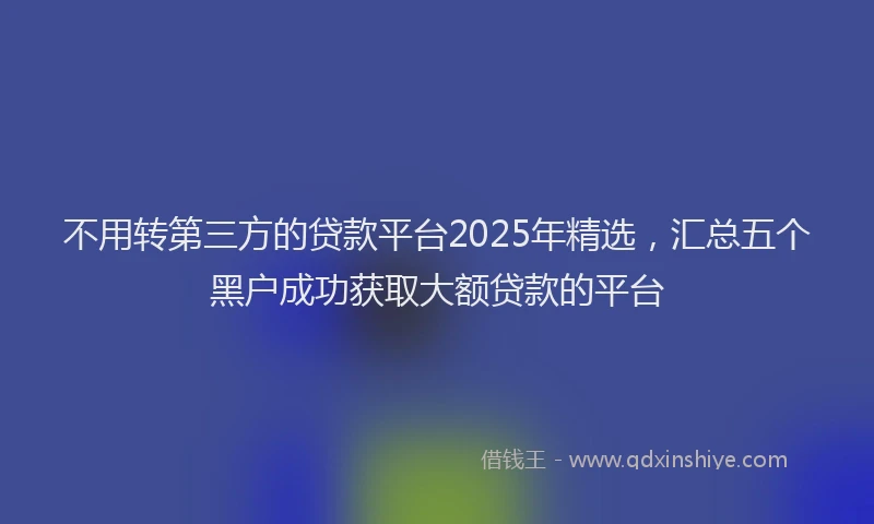 不用转第三方的贷款平台2025年精选，汇总五个黑户成功获取大额贷款的平台