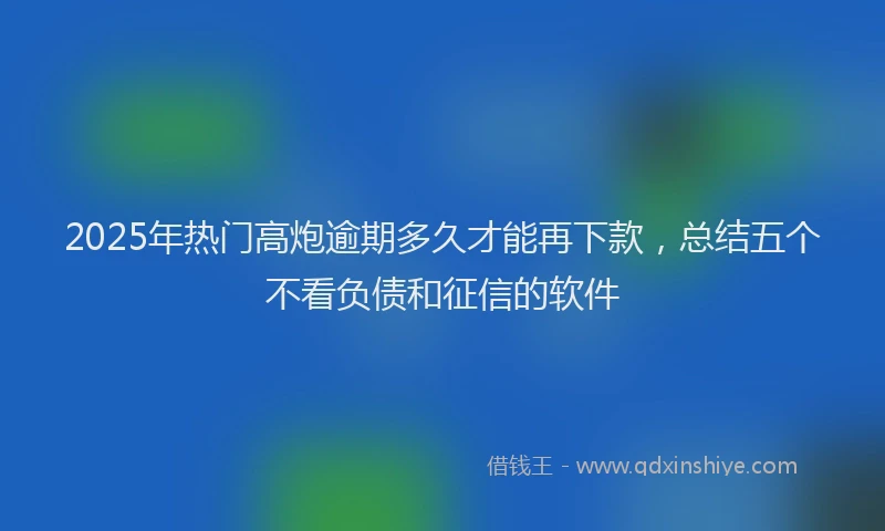2025年热门高炮逾期多久才能再下款，总结五个不看负债和征信的软件